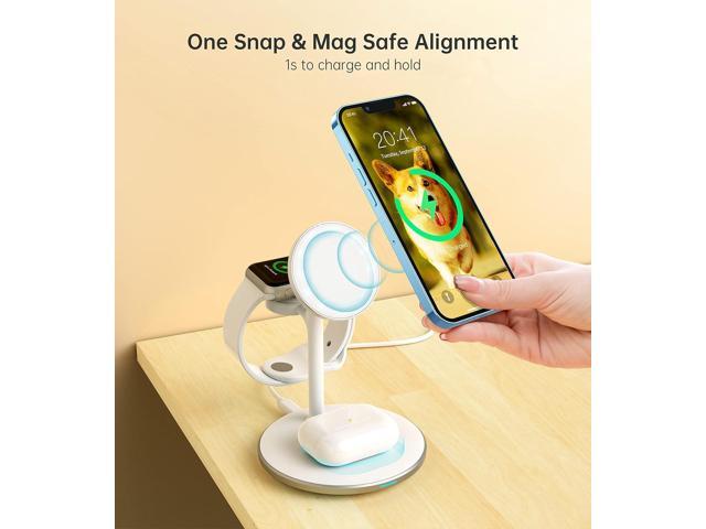3 in 1 Wireless Charging Station for Multiple Devices, 15W Fast Wireless Mag-Safe Charger Stand for iPhone 14 13 12 Pro Max/Plus/Pro/Mini, Mag...