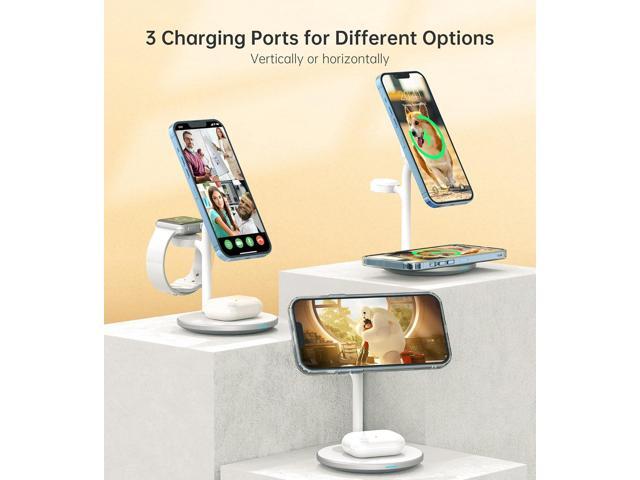 3 in 1 Wireless Charging Station for Multiple Devices, 15W Fast Wireless Mag-Safe Charger Stand for iPhone 14 13 12 Pro Max/Plus/Pro/Mini, Mag...
