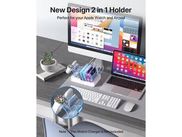 SooPii Premium 6-Port USB Charging Station Organizer for Multiple Devices, 6 Short Charging Cables and One Upgraded i-Watch Charger Holder...
