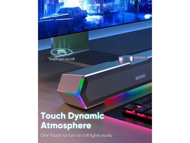 LENRUE G11 Computer Speakers for Desktop, Touch Lights PC Speakers with Surge Clear Sound, USB C/USB Powered for Computer Desktop PC Laptop Monitor
