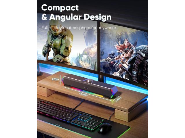 LENRUE G11 Computer Speakers for Desktop, Touch Lights PC Speakers with Surge Clear Sound, USB C/USB Powered for Computer Desktop PC Laptop Monitor