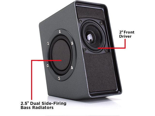 GOgroove Laptop Computer Speakers - SonaVERSE O2 USB Powered Desktop Speakers with Dual Passive Bass Woofers, Built-in Volume Dial, Sleek Compact...