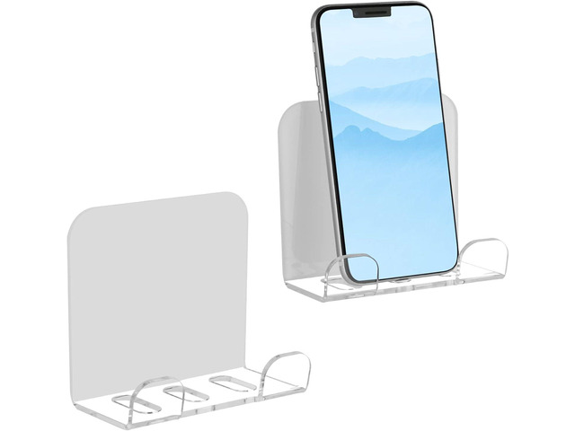 Cosmos 2 Pcs Wall Mount Phone Holder, Smartphone Charging Stand Wall Rack, Bedside Organizer Storage Bracket Compatible with Most Phones and Mini...