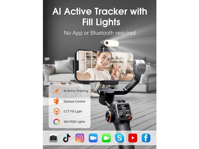 hohem iSteady M6 Kit Gimbal Stabilizer for Smartphone, 2023 Upgraded 3-Axis Phone Gimbal, AI Tracker w/CCT/RGB Fill Light, Gimbal for iPhone 14 Pro...