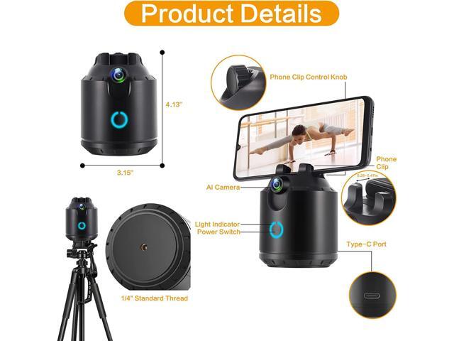 Smart Motion Tracking Phone Holder, Auto Face Tracking Tripod 360° Rotation, Snapshot Shelfystand, No App Required Moving Tripod for Video...