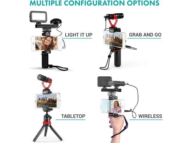 Movo V8 Huge Vlogging Kit for iPhone with Tripod, Grip, Microphones, LED Lights, and Wireless Remote Vlog Kit - YouTube Starter Kit for iPhone or...