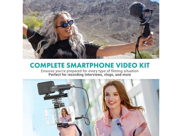 Movo V8 Huge Vlogging Kit for iPhone with Tripod, Grip, Microphones, LED Lights, and Wireless Remote Vlog Kit - YouTube Starter Kit for iPhone or...