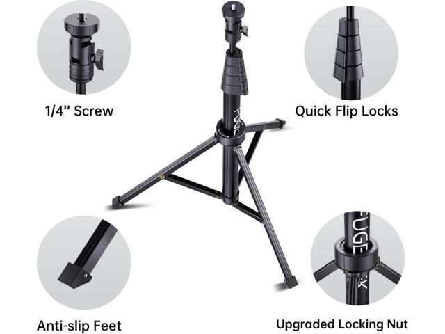 Fugetek 67' Professional Cell Phone Tripod, Portable All in One, Bluetooth Remote, Phone Holder, Compatible with iPhone & Android Devices, Non Skid...