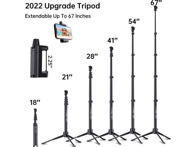 Fugetek 67' Professional Cell Phone Tripod, Portable All in One, Bluetooth Remote, Phone Holder, Compatible with iPhone & Android Devices, Non Skid...