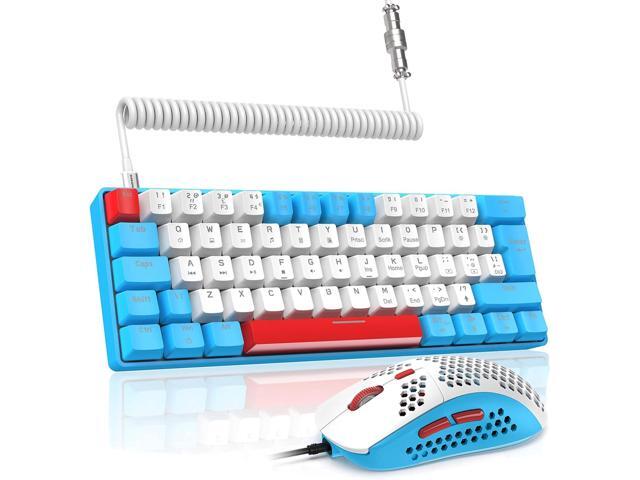 LexonElec T60PRO 60% Mechanical Keyboard and Mouse Combo+Coiled USB C Cable, Compact RGB LED Backlit Keyboard, Linear Red Switch, 6400 DPI.