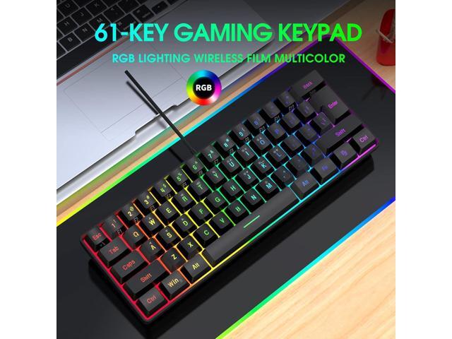 DGG 60% Gaming Keyboard and Mouse Combo, Small Keyboard and Mouse Set, Mini Gaming Keyboard 61 Keys True RGB Mechanical Feeling Keyboard Mouse...