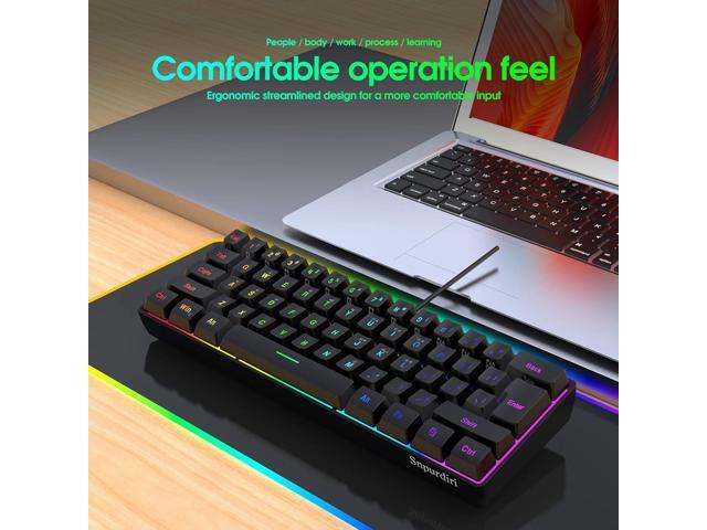 DGG 60% Gaming Keyboard and Mouse Combo, Small Keyboard and Mouse Set, Mini Gaming Keyboard 61 Keys True RGB Mechanical Feeling Keyboard Mouse...