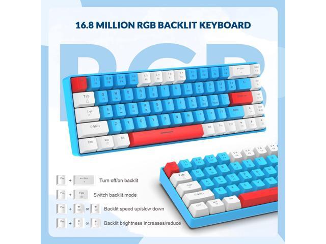 T8 60% Gaming Keyboard,68 Keys Compact Mini Wired Mechanical Keyboard with 18 Chroma RGB Backlit,Blue Switch,USB C Coiled Keyboard Cable,for...