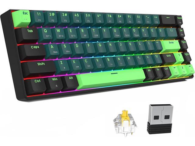 surmen GT68 Wireless Mechanical Gaming Keyboard, Hot Swappable 60% Layout 68 Keys Bluetooth5.0/2.4G/Wired Gaming Keyboard with with Stand-Alone.