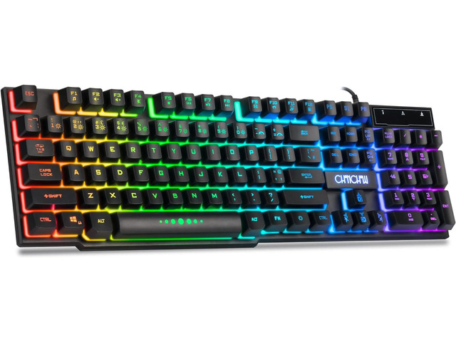 Wired Gaming Keyboard for Mac PC PS5 PS4 Xbox One Gamers RGB Backlit LED Mechanical Feel Keyboard with Multimedia Keys Number Pad, 104 Keys USB...