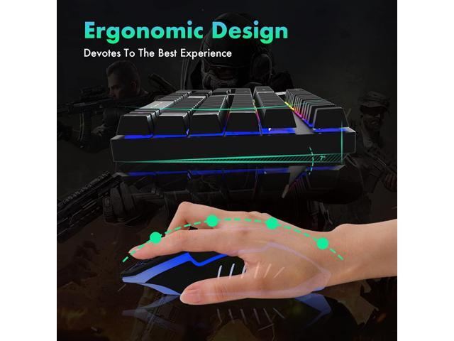 RGB Gaming Keyboard and Breathing Mouse Combo, Adjutable Breathing Backlit Mechanical Feeling Keyboard with 4 Colors 4800DPI Backlight Mouse for PC...