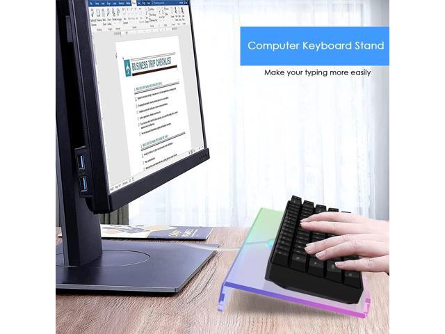 SELORSS Clear 366 Kinds RGB Acrylic Tilted Computer Keyboard Holder,PC Keyboard Stand Tray Holder for Easy Ergonomic Typing and Working at Home and...