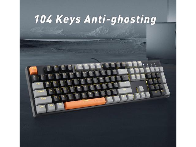 E-YOOSO Z-14 Mechanical Gaming Keyboard Red Switches 104 Key, Mechanical Keyboard Solid Yellow Backlit, Full-Size Computer Keyboards for Office PC...