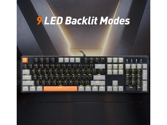 E-YOOSO Z-14 Mechanical Gaming Keyboard Red Switches 104 Key, Mechanical Keyboard Solid Yellow Backlit, Full-Size Computer Keyboards for Office PC...