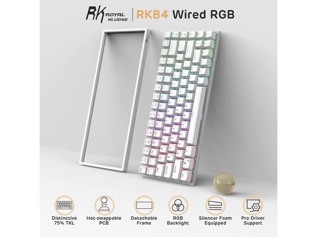 RK ROYAL KLUDGE RK84 Wired RGB 75% Hot Swappable Mechanical Keyboard, 84 Keys Tenkeyless TKL Gaming Keyboard w/Programmable Software, RK Red Switch