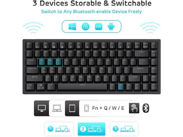 RK ROYAL KLUDGE RK84 Blue Backlit 75% Triple Mode BT5.0/2.4G/USB-C Hot Swappable Mechanical Keyboard, 84 Keys Tenkeyless Mechanical Keyboard...