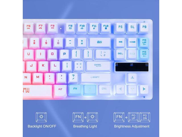 CHONCHOW 87 Keys TKL Wired Gaming Keyboard, Rainbow Led Backlight, White Keyboard and Mouse 3200DPI Combo Compatible with PC Laptop Ps4 Ps5 Xbox Gamer