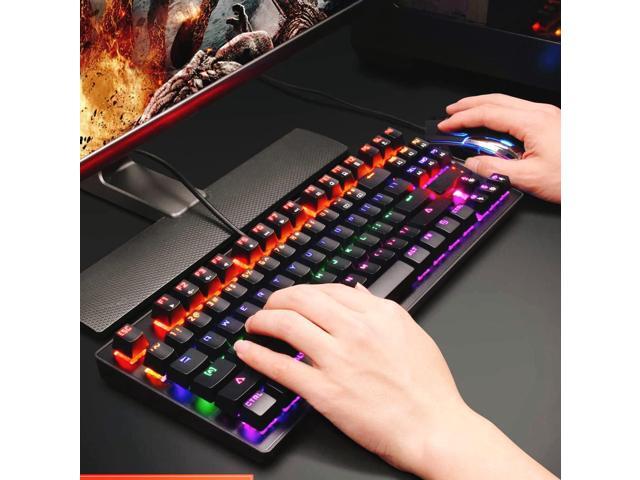Anivia MK1S RGB LED Backlit Mechanical Gaming Keyboard,Wired USB Gaming Keyboards with Blue Switches, 87 Keys for Windows PC Laptop Game, Black