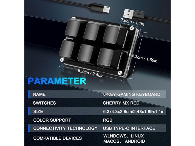 Ecarke Black White 6-Key Gaming Keyboard, USB Mini 6-Key Keypad Mechanical Gaming PC Keyboards Programming Macro with Software OSU HID Standard...