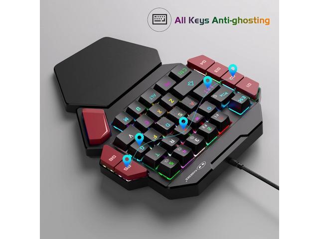 MageGee One Handed Professional Gaming Keyboard, RGB Backlit 35 Keys Mini Wired Mechanical Keyboard with Blue Switch for PC Gamer, Support 6 Macro...