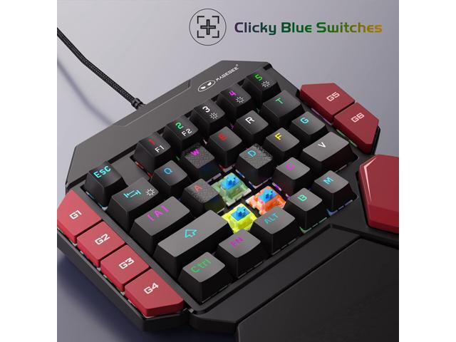 MageGee One Handed Professional Gaming Keyboard, RGB Backlit 35 Keys Mini Wired Mechanical Keyboard with Blue Switch for PC Gamer, Support 6 Macro...