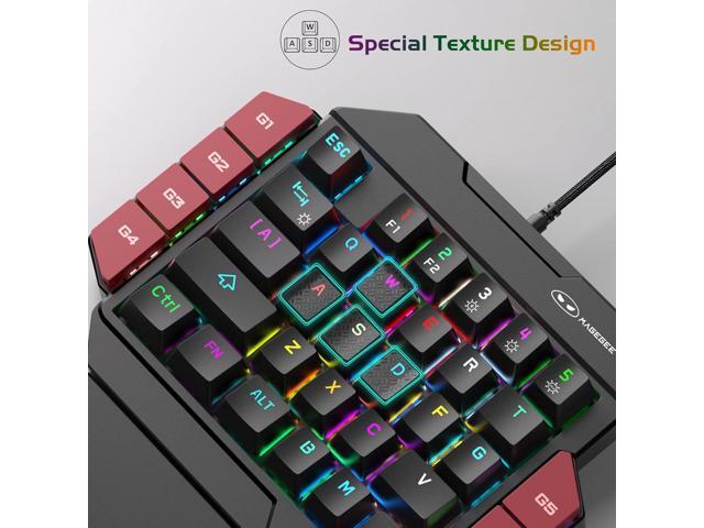 MageGee One Handed Professional Gaming Keyboard, RGB Backlit 35 Keys Mini Wired Mechanical Keyboard with Blue Switch for PC Gamer, Support 6 Macro...