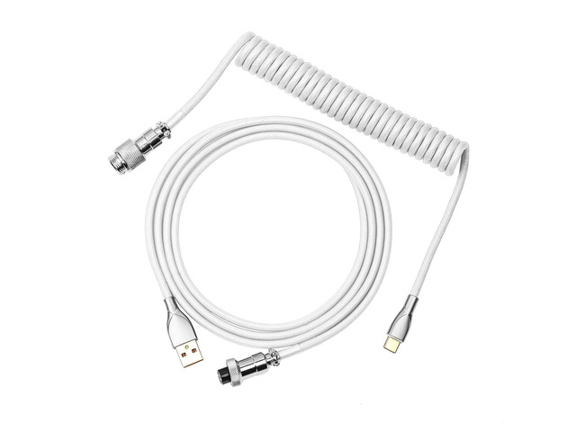 EPOMAKER Mix 1.8m Coiled Keyboard Cable, USB C to USB A TPU Cable for Mechanical Gaming Keyboard, with Detachable Metal Aviator for Custom...