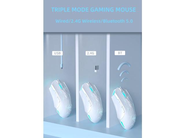 AJ52PRO Watcher 2.4G Wireless/ Bluetooth 5.0/ Wired Gaming Mouse, 10000 DPI, Programmable 7 Buttons, Ergonomic LED Backlit USB Gamer Mice Computer...