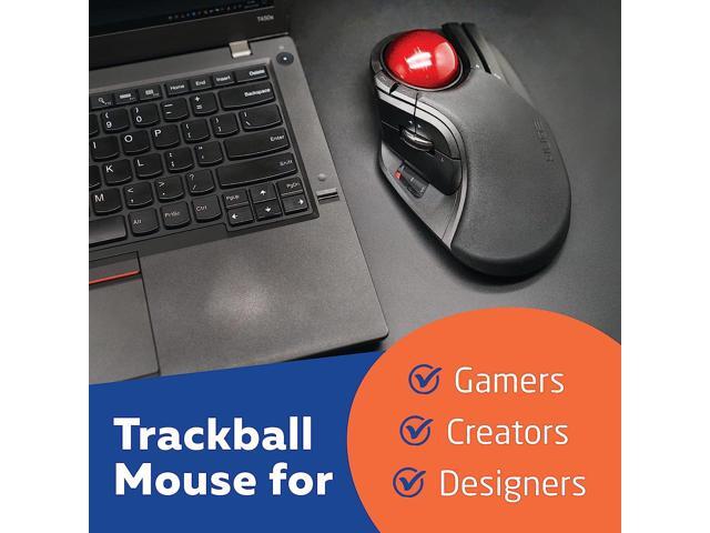 ELECOM HUGE Trackball Mouse, 2.4GHz Wireless, Finger Control, 8-Button Function, Precision Optical Gaming Sensor, Palm Rest Attached, Smooth Red...