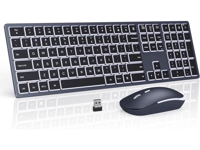 seenda Wireless Backlit Keyboard and Mouse Combo, 2.4G USB Silent Keyboard and Mouse Rechargeable Full-Size Ultra Slim Keyboard & Mouse Set for.