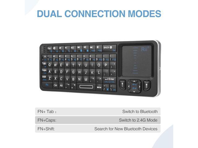 Rii K06 Mini Bluetooth Keyboard,Backlit 2.4GHz Wireless Keyboard with IR Learning, Portable Lightweight with Touchpad Compatible with Android TV...