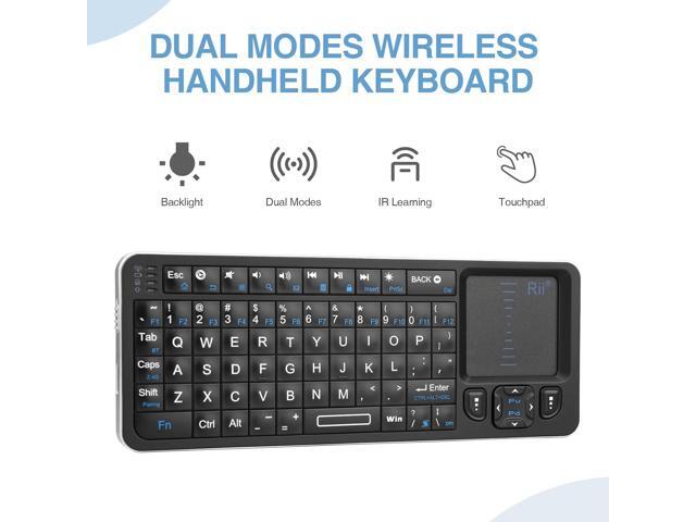 Rii K06 Mini Bluetooth Keyboard,Backlit 2.4GHz Wireless Keyboard with IR Learning, Portable Lightweight with Touchpad Compatible with Android TV...