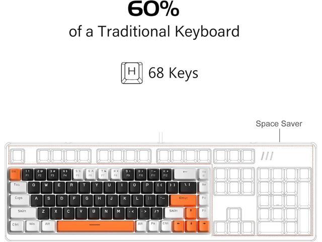 MageGee Portable 60% Mechanical Gaming Keyboard, MK-Box LED Backlit Compact 68 Keys Mini Wired Office Keyboard with Blue Switch for Windows Laptop...