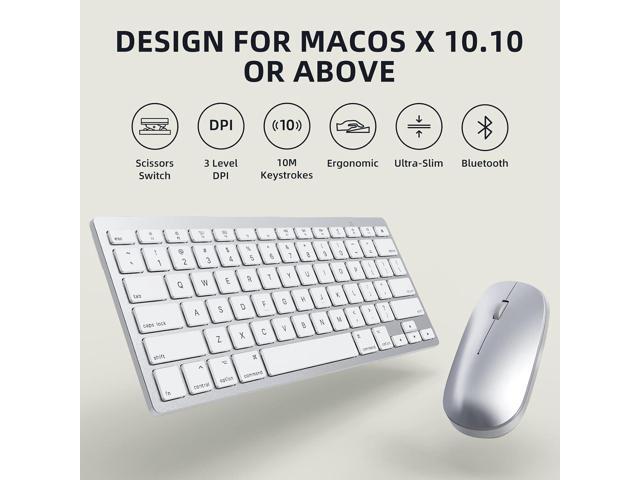 Bluetooth Keyboard and Mouse Compatible with Mac, OMOTON Ultra-Slim Wireless Keyboard and Mouse Combo Compatiblei with MacOS, MacBook Pro/Air,...