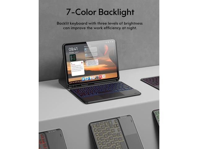For iPad Air 11 Inch Case with Keyboard (M2, 2024), 7-Color Backlight, Touchpad and Pencil Holder, 2 Bluetooth Channels, for iPad Pro...
