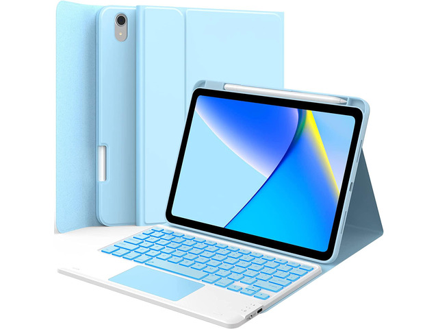 GreenLaw iPad 10th Generation Case with Keyboard, Stain-Resistant Surface, Dual-Device Connection, 7 Color Backlit, Detachable Wireless Keyboard...