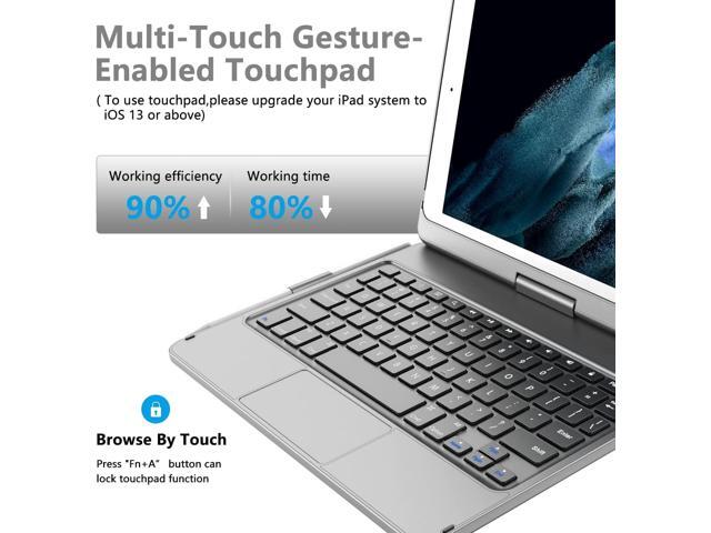 TQQ Touch for iPad 9th Generation Case with Keyboard (10.2', 2021), Multi-Touch Trackpad, 360° Rotatable Protective Cover for iPad Keyboard...