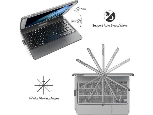TQQ Touch for iPad 9th Generation Case with Keyboard (10.2', 2021), Multi-Touch Trackpad, 360° Rotatable Protective Cover for iPad Keyboard...