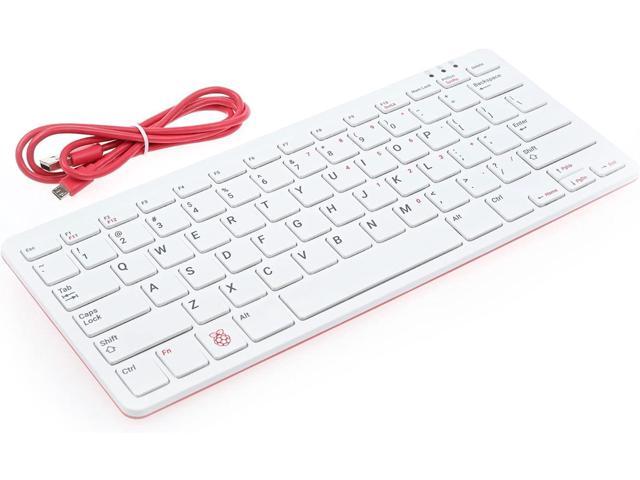 Official Raspberry Pi Keyboard and Mouse Combo + a Logo Sticker (White/Red)