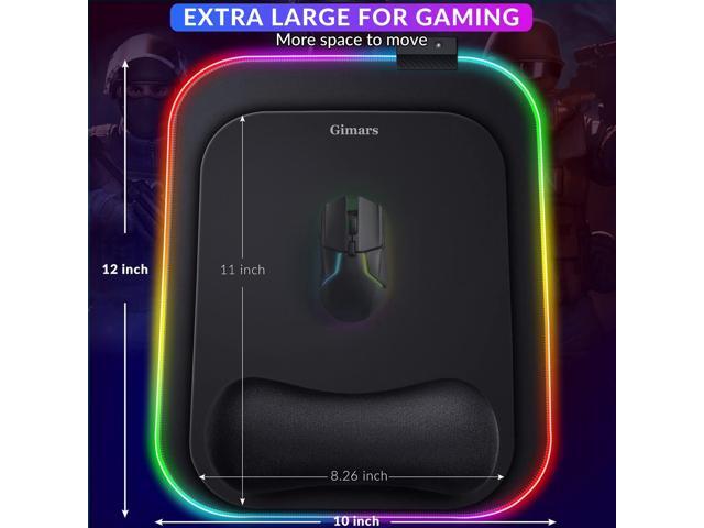 Gimars RGB Mouse Pad with Wrist Rest Support, 12 x 10 in Extra Large Ergonomic Gaming Mouse Pad with 10 LED Lighting Modes, Non-Slip Rubber Base...