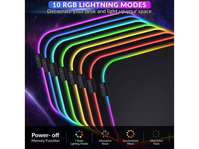Gimars RGB Mouse Pad with Wrist Rest Support, 12 x 10 in Extra Large Ergonomic Gaming Mouse Pad with 10 LED Lighting Modes, Non-Slip Rubber Base...