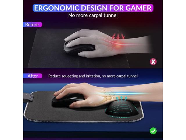 Gimars RGB Mouse Pad with Wrist Rest Support, 12 x 10 in Extra Large Ergonomic Gaming Mouse Pad with 10 LED Lighting Modes, Non-Slip Rubber Base...