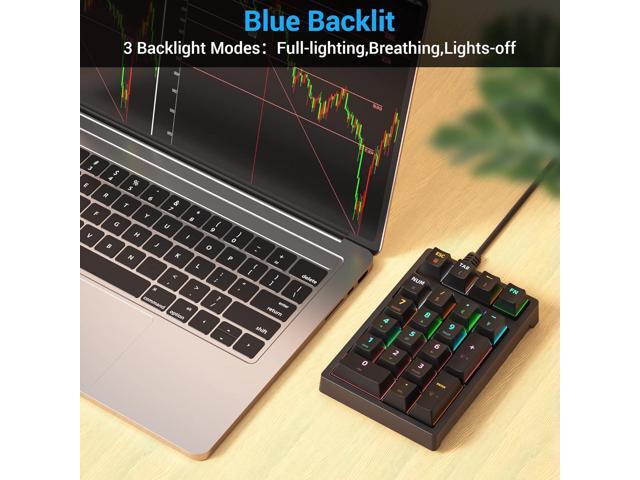 JPHTEK Number Pad, Mechanical USB Wired Numeric Keypad with RGB LED Backlit 21 Key Numpad,Mechanical Numeric Keypad for Laptop Desktop Computer PC...