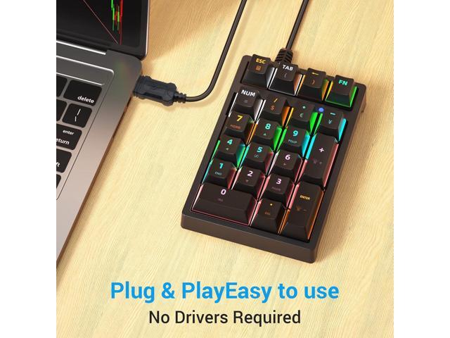 JPHTEK Number Pad, Mechanical USB Wired Numeric Keypad with RGB LED Backlit 21 Key Numpad,Mechanical Numeric Keypad for Laptop Desktop Computer PC...