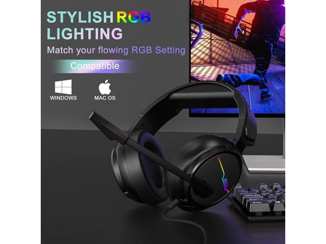Jeecoo V20U USB Pro Gaming Headset for PC - 7.1 Surround Sound Headphones with Noise Cancelling Microphone- Memory Foam Ear Pads for Laptop Computers